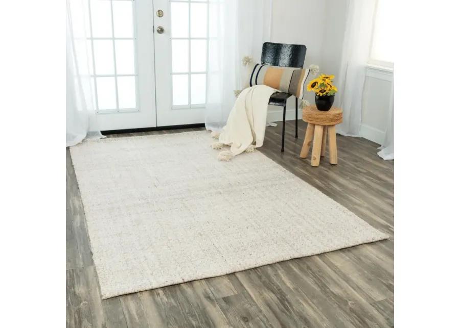 Capri Beige Basketweave Polyester/Wool Blend 8'6" x 11'6" Rectangle Rug