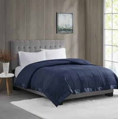 Madison Park Windom Navy Lightweight Down Alternative Blanket with Satin Trim