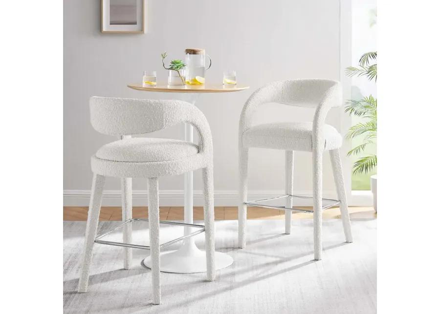 Pinnacle Boucle Upholstered Bar Stool Set of Two