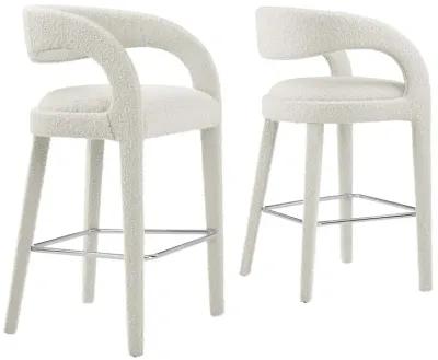 Pinnacle Boucle Upholstered Bar Stool Set of Two