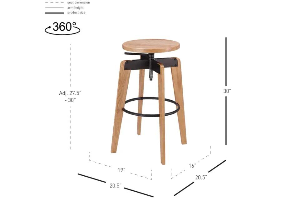 nelson kd adjustable stool, natural/ metallic gunmetal