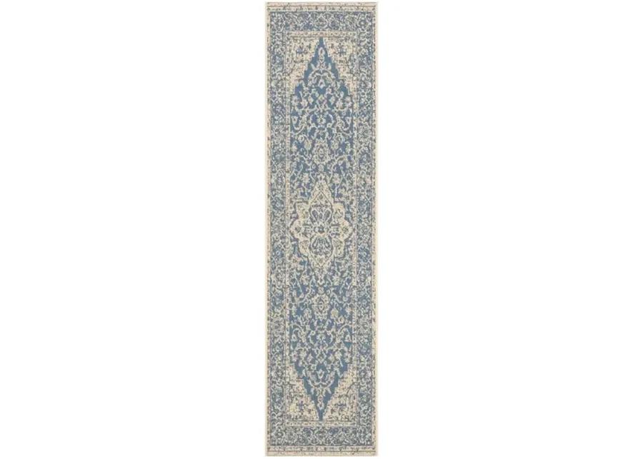 Safavieh BEACH HOUSE Collection BHS137M-28 Blue / Creme 2'-2" X 8'