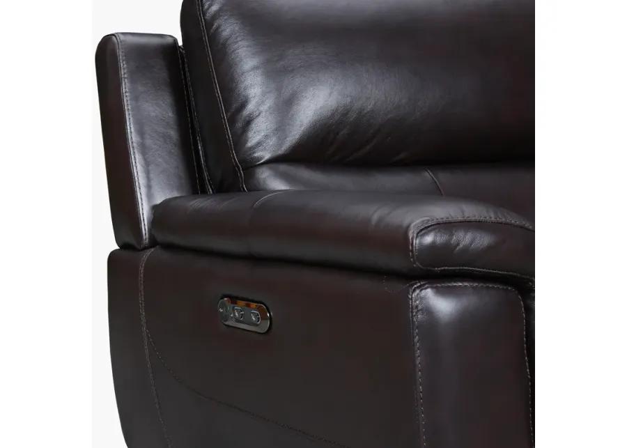 Lizette 65" Brown Leather Power Recliner Loveseat with USB