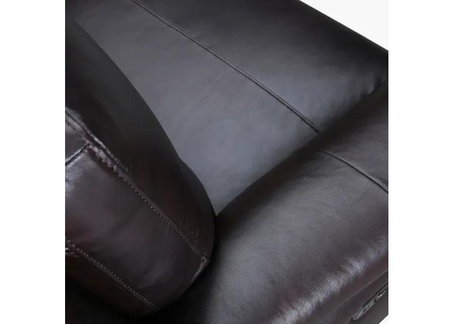 Lizette 65" Brown Leather Power Recliner Loveseat with USB