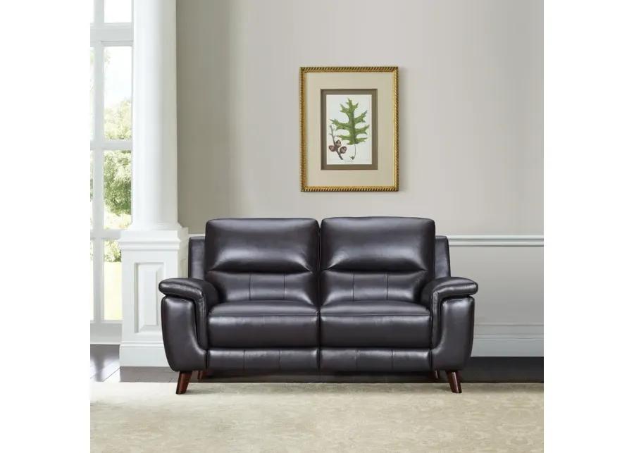 Lizette 65" Brown Leather Power Recliner Loveseat with USB