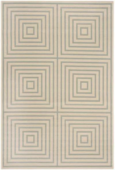 LINDEN 123 Collection LND123L-5 Cream / Aqua 5'-3" X 7'-6"