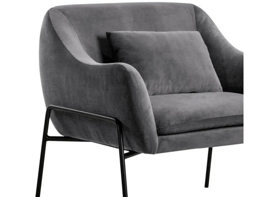 Karen Gray Velvet Modern Accent Chair