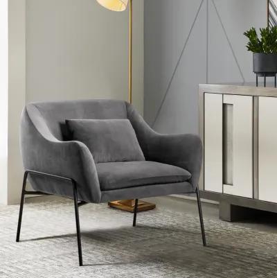 Karen Gray Velvet Modern Accent Chair