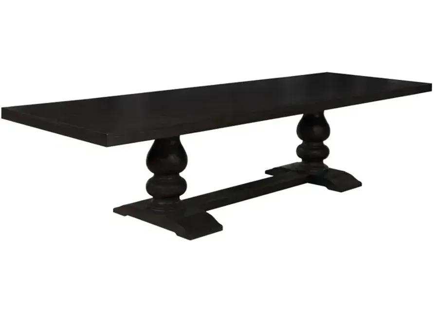 Phelps Rectangular Trestle Dining Set Antique Noir and Grey