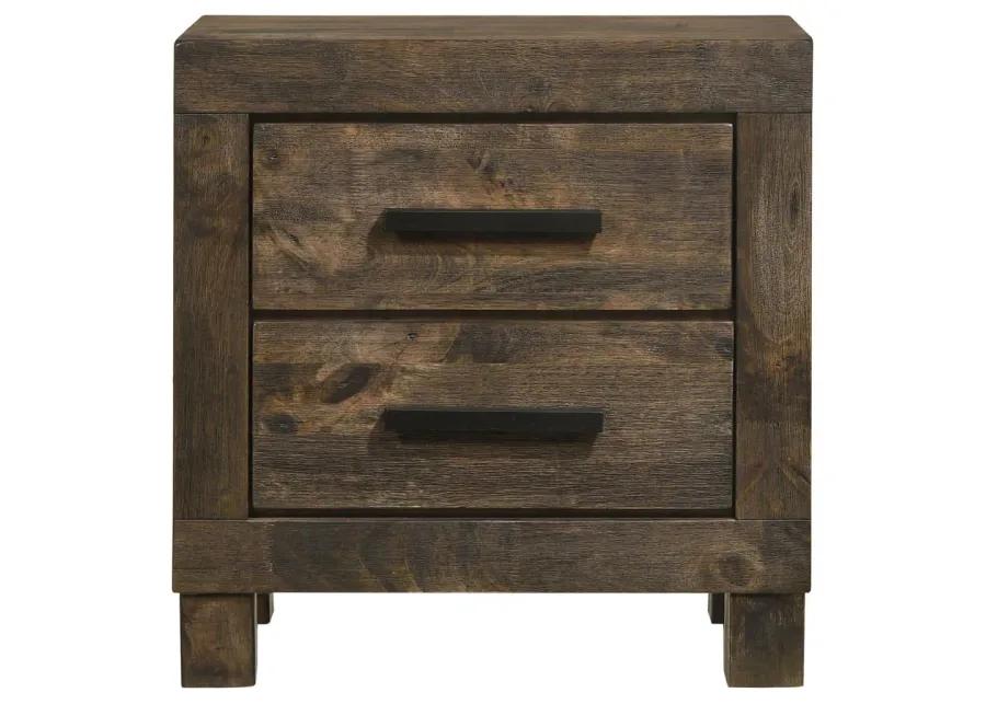 Aaron 2-Drawer Nightstand Rustic Golden Brown