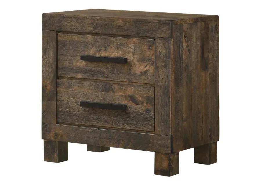 Aaron 2-Drawer Nightstand Rustic Golden Brown