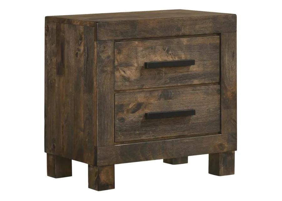 Aaron 2-Drawer Nightstand Rustic Golden Brown