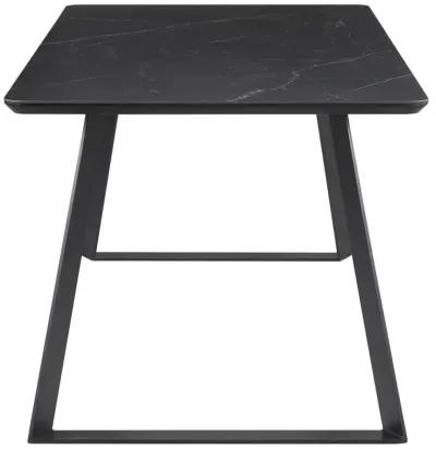 Smith Rectangle Ceramic Top Dining Table Black and Gunmetal