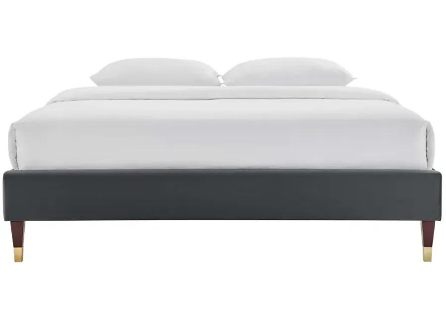 Harlow Queen Performance Velvet Platform Bed Frame