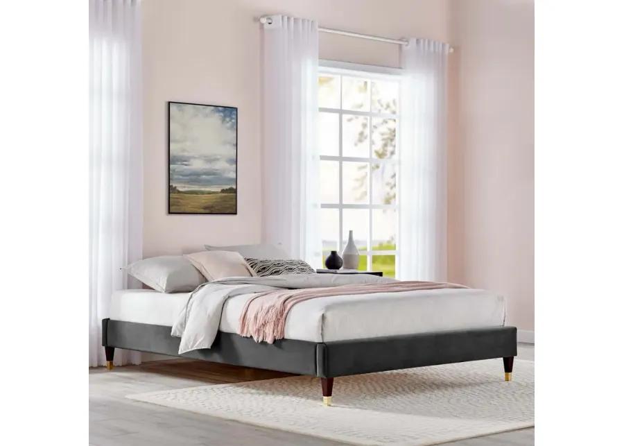 Harlow Queen Performance Velvet Platform Bed Frame