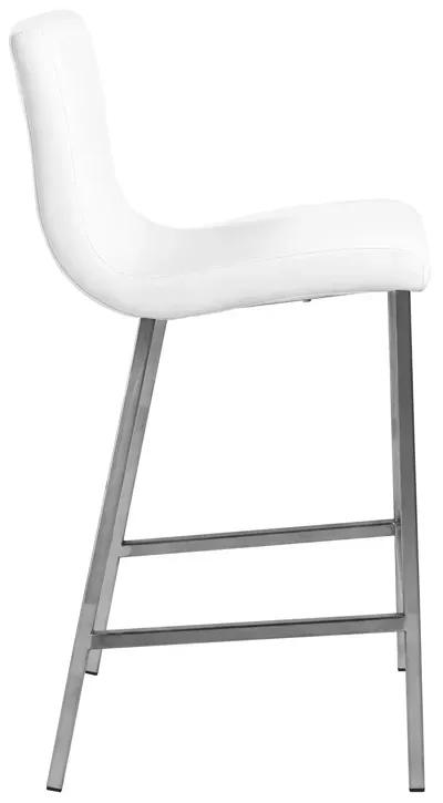 Scott Counter Stool in White and Brushed Stainless Steel - Set of 2