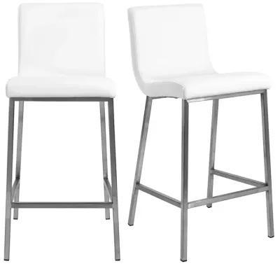 Scott Counter Stool in White and Brushed Stainless Steel - Set of 2