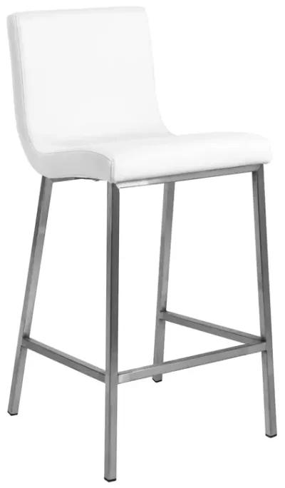 Scott Counter Stool in White and Brushed Stainless Steel - Set of 2