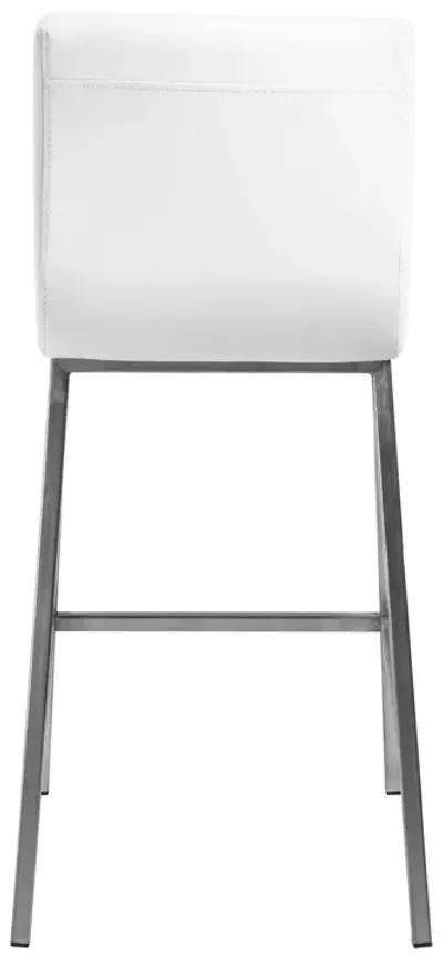 Scott Counter Stool in White and Brushed Stainless Steel - Set of 2