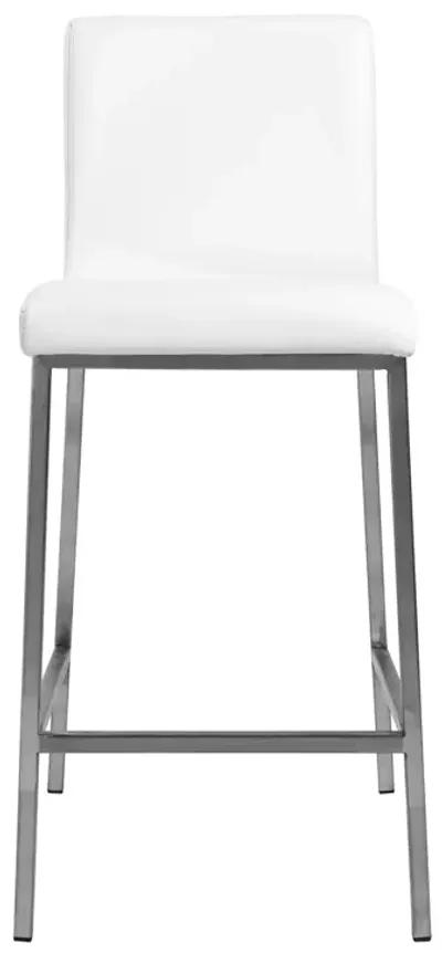 Scott Counter Stool in White and Brushed Stainless Steel - Set of 2