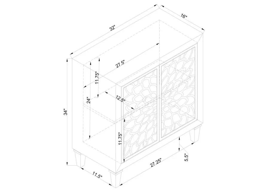 Clarkia Accent Cabinet with Floral Carved Door White