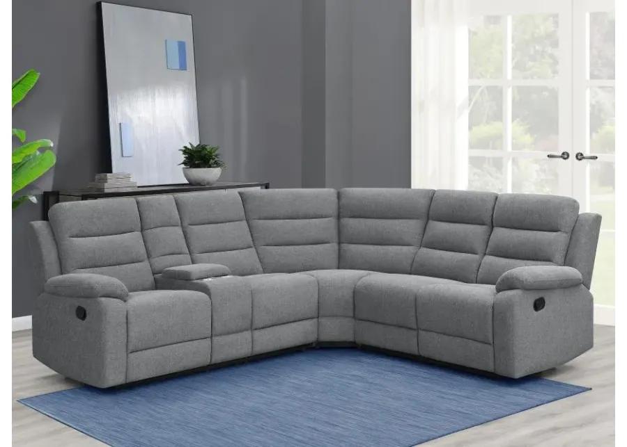 David 3-piece Upholstered Motion Sectional with Pillow Arms Smoke