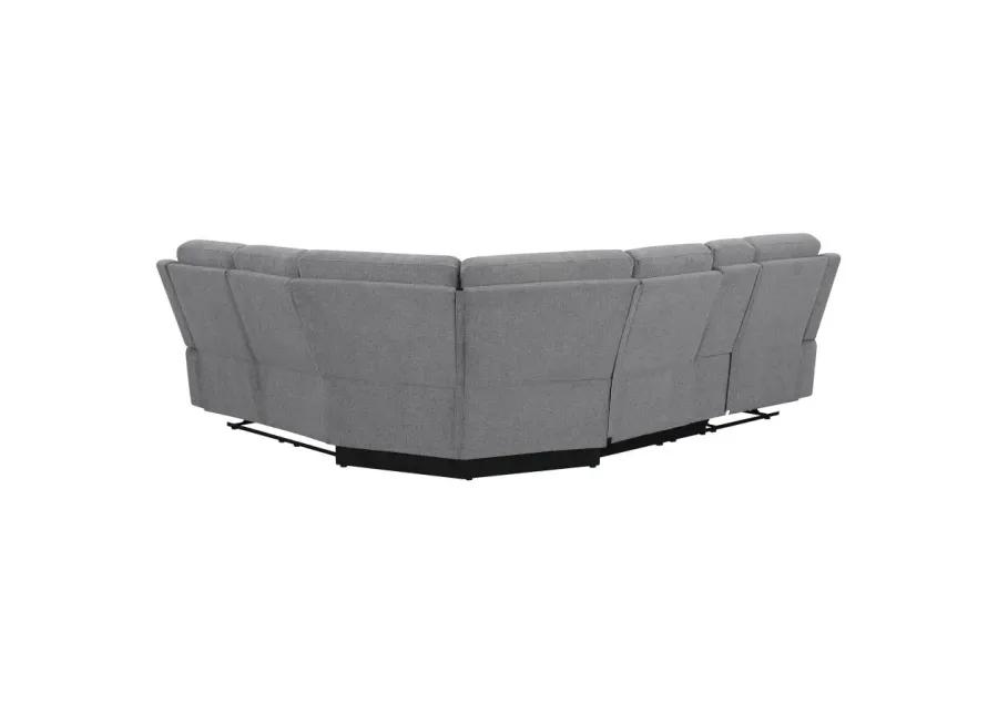 David 3-piece Upholstered Motion Sectional with Pillow Arms Smoke