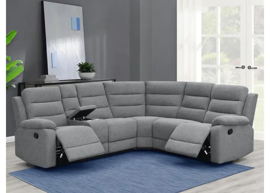 David 3-piece Upholstered Motion Sectional with Pillow Arms Smoke