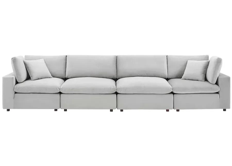 Commix Down Filled Overstuffed Performance Velvet 4-Seater Sofa