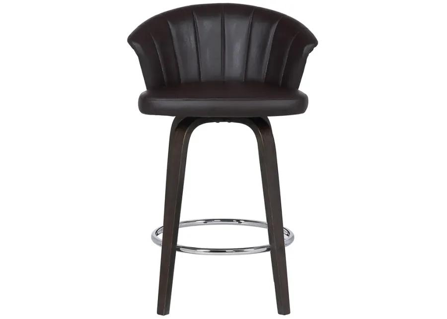 Ashley Wood Back 30" Swivel Brown Faux Leather Bar Stool