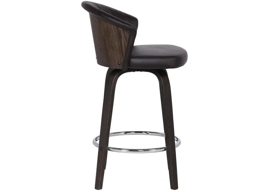 Ashley Wood Back 30" Swivel Brown Faux Leather Bar Stool