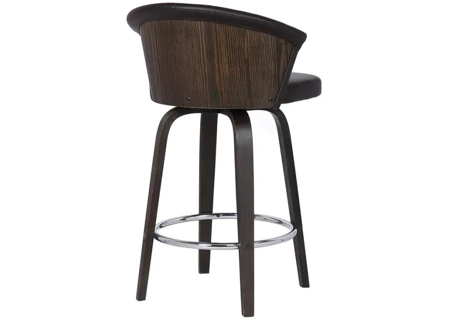 Ashley Wood Back 30" Swivel Brown Faux Leather Bar Stool