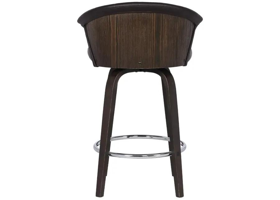 Ashley Wood Back 30" Swivel Brown Faux Leather Bar Stool