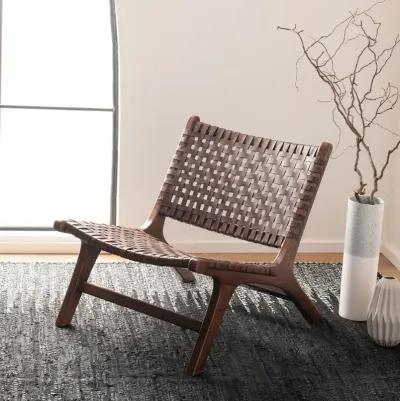 LUNA LEATHER WOVEN ACCENT CHAIR