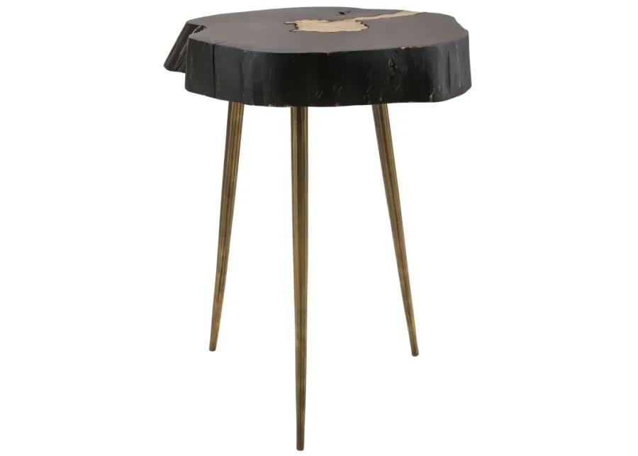 Timber Black And Brass Side Table