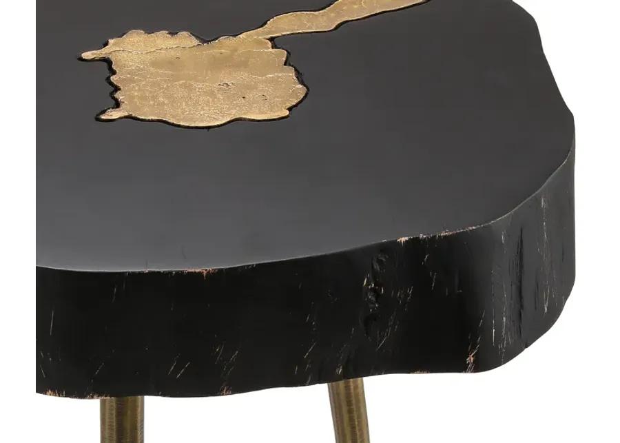 Timber Black And Brass Side Table