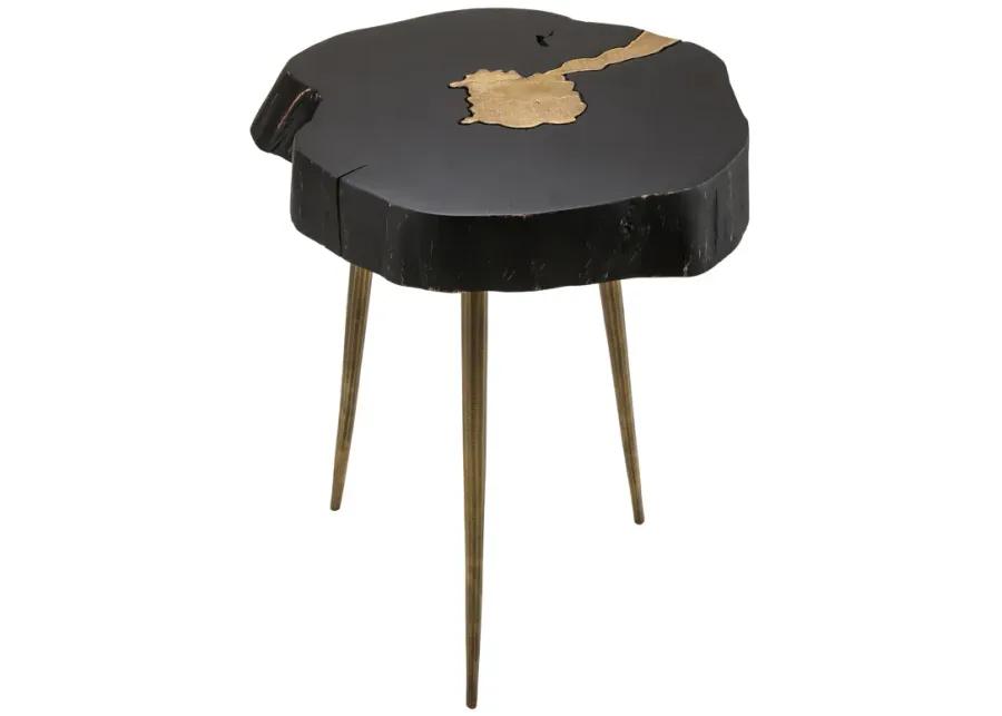 Timber Black And Brass Side Table