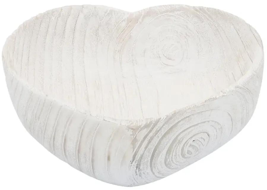 Wood, S/2 9/10" Heart Bowls, White