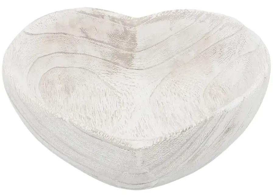 Wood, S/2 9/10" Heart Bowls, White