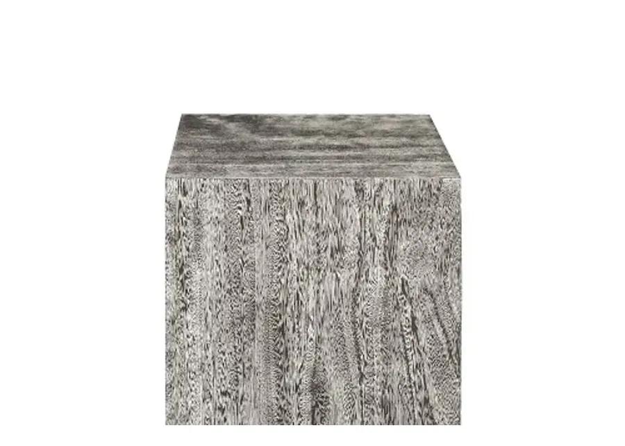 origins pedestal, medium, mitered chamcha wood, gray stone finish