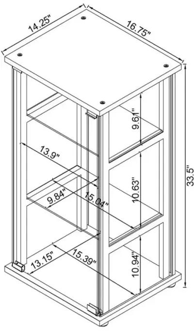 Cyclamen 3-shelf Glass Curio Cabinet Black and Clear