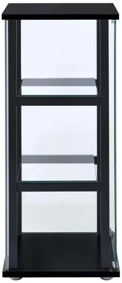 Cyclamen 3-shelf Glass Curio Cabinet Black and Clear