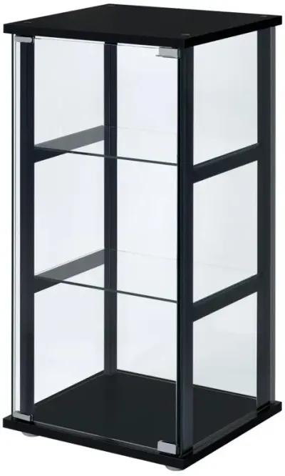 Cyclamen 3-shelf Glass Curio Cabinet Black and Clear