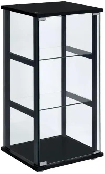 Cyclamen 3-shelf Glass Curio Cabinet Black and Clear