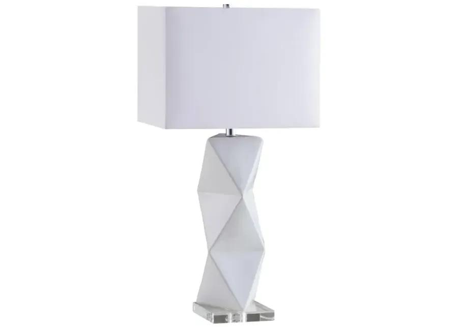 Camie Geometric Ceramic Base Table Lamp White