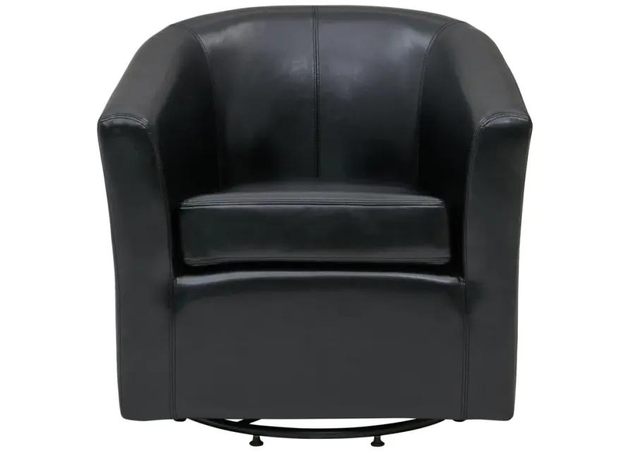 hayden swivel bonded leather accent arm chair, black