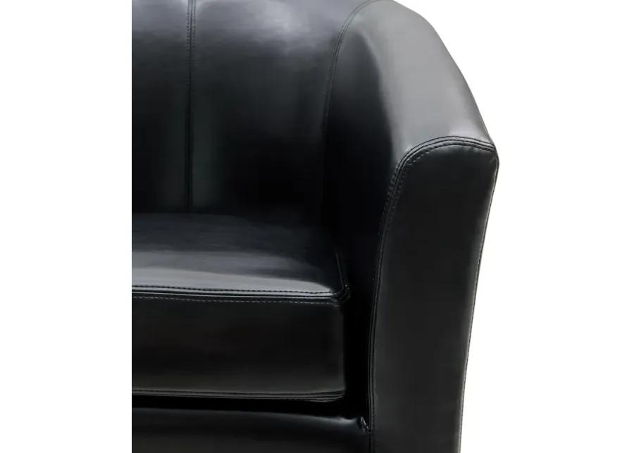 hayden swivel bonded leather accent arm chair, black