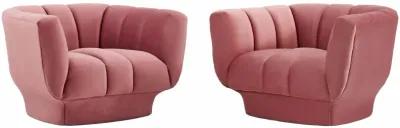 Entertain Vertical Channel Tufted Performance Velvet Armchair Set of 2