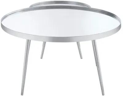 Kaelyn 2-Piece Round Mirror Top Nesting Coffee Table Chrome