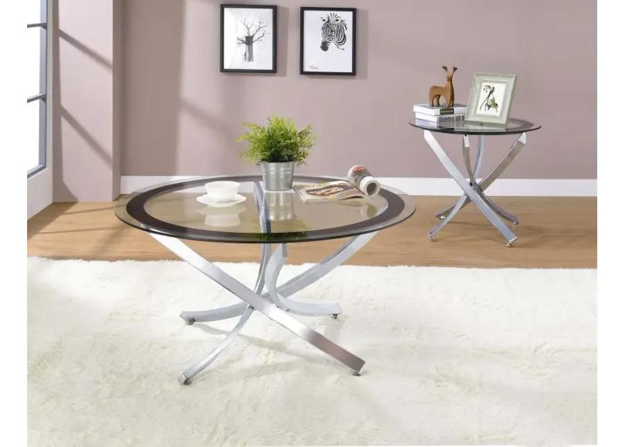 Castlefin Glass Top End Table Chrome And Black